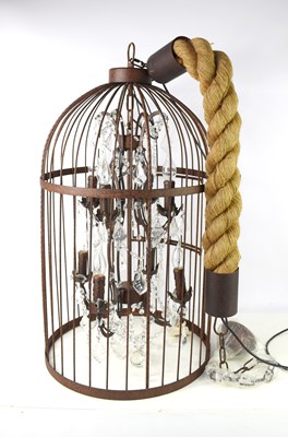 Lot 508 - A large metal birdcage chandelier with faceted...