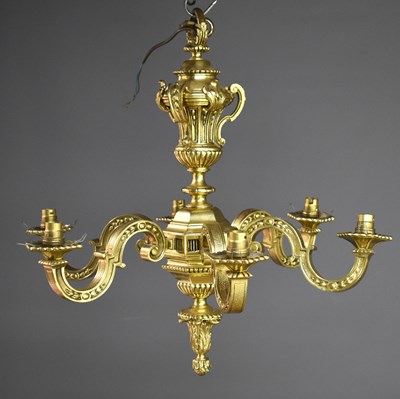 Lot 505 - A Neoclassical style brass six branch...