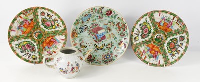 Lot 49 - Three Chinese Famille Rose pattern plates...
