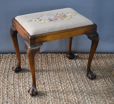 Lot 554 - A Georgian stool with tapestry upholstered...