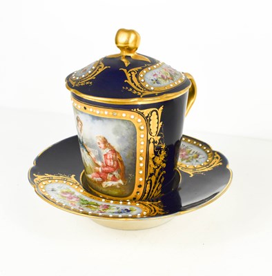 Lot 264 - A late 19th century Sevres cup, cover & saucer,...