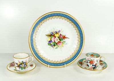 Lot 202 - A Derby porcelain cup and saucer, painted with...