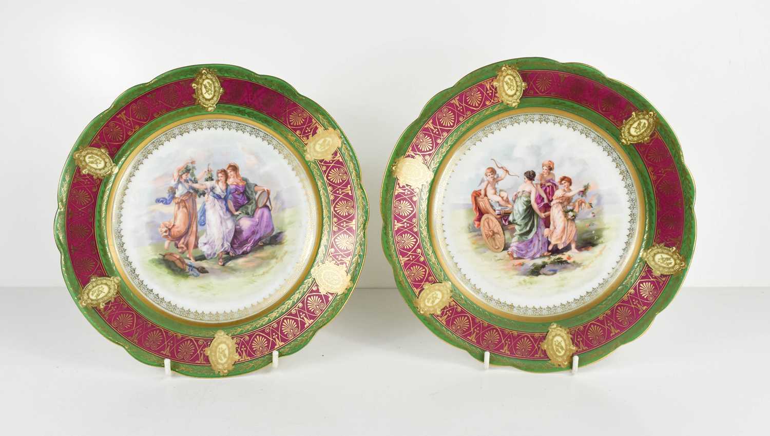 Lot 201 - A pair of Angelica Kauffman porcelain cabinet...
