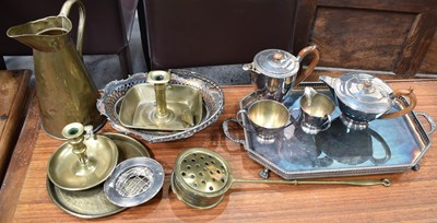 Lot 521 - An Art Deco silver plated tea set, two 19th...