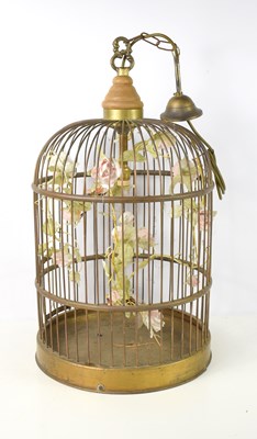 Lot 498 - A brass effect birdcage ceiling light of domed...