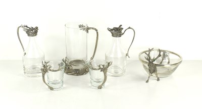 Lot 195 - A group of pewter handled glass ware to...