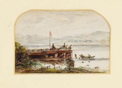 Lot 474 - William Brodie (1815-1881): lakeside scene,...