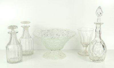 Lot 208 - Three early 20th century glass decanters...