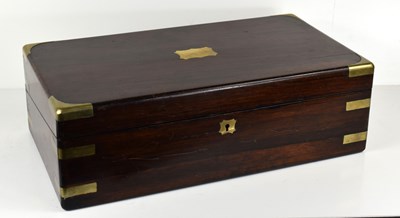 Lot 441 - A Victorian brass bound rosewood writing slope...