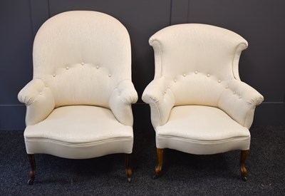 Lot 564 - Two antique armchairs, both newly upholstered...