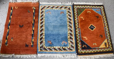 Lot 149 - Three Ikea hand knotted wool rugs, each...