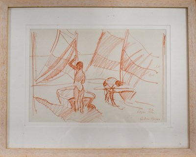 Lot 88 - Andrew Macara: Sanguine sketch of children and...