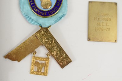 Lot 24 - Masonic Interest: A 15ct gold jewel on ribbon,...
