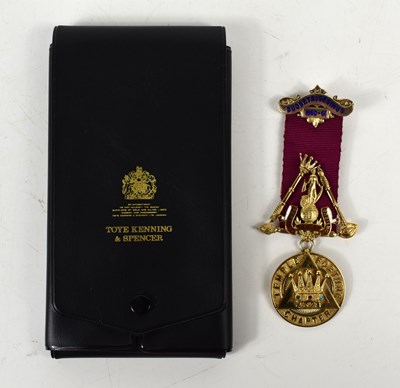 Lot 25 - Masonic Interest: A 9ct gold jewel on ribbon,...