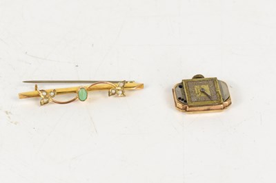 Lot 315 - A gold bar brooch set with seed pearls and...