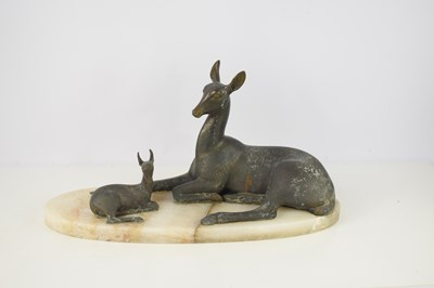 Lot 7 - A 20th century spelter sculpture of a deer and...