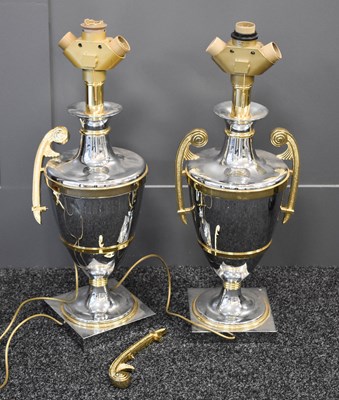 Lot 531 - A pair of French chrome plated metal urn form...