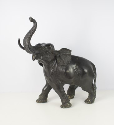 Lot 302 - A large spelter sculpture of an elephant...