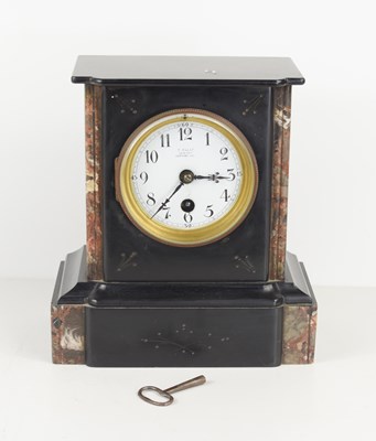 Lot 296 - An antique slate and marble mantle clock,...