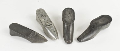 Lot 333 - A group of four 19th century pewter snuff...