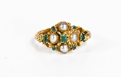 Lot 198 - A 19th century 18ct gold, emerald and pearl...