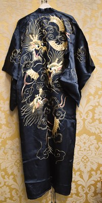 Lot 177 - A 1920's/1930's black silk robe, of loose form,...