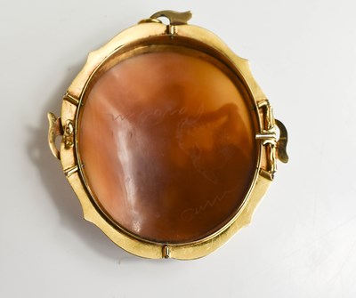 Lot 47 - A Victorian gold enamel cameo mourning brooch...