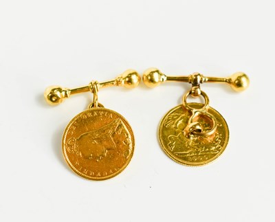 Lot 251 - A near pair of Gentleman's cufflinks, each set...