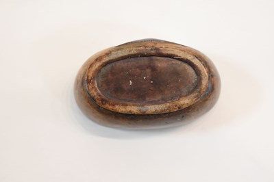 Lot 93 - A Chinese soapstone box and cover of oval form...
