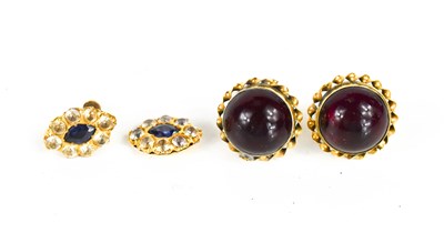 Lot 287 - A pair of Vintage rolled gold and garnet style...