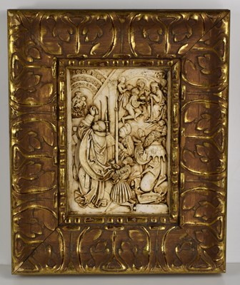 Lot 460a - A plaster work relief moulded plaque depicting...