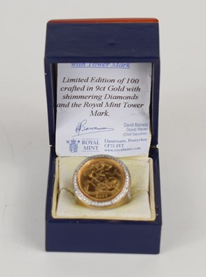 Lot 50 - A gold half sovereign set in a 9ct gold ring,...