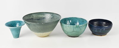 Lot 356 - A group of four studio pottery bowls and vases,...