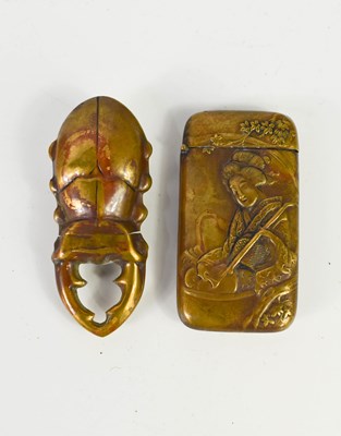 Lot 231 - A brass vesta case modelled as a stag beetle,...