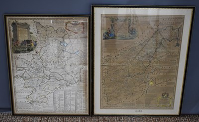 Lot 478 - A map of Huntingdonshire, 73 by 56cm, framed...