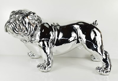 Lot 147 - A silvered plaster figure of a bulldog.