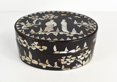 Lot 141 - A Chinese black lacquered and mother of pearl...