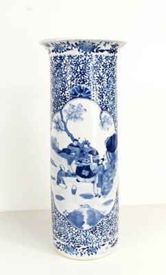 Lot 26 - A Chinese blue and white vase, of cylindrical...