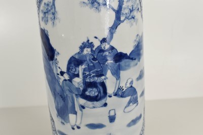 Lot 26 - A Chinese blue and white vase, of cylindrical...