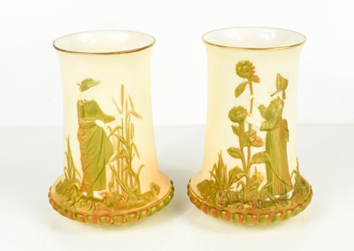 Lot 417 - A pair of Royal Worcester blush ivory...