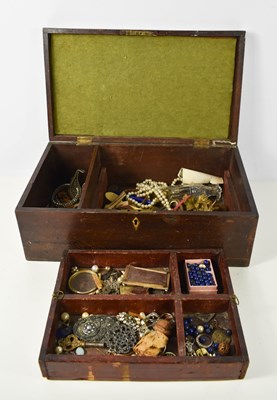 Lot 85 - A 19th century oak jewellery/work box,...