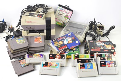 Lot 286 - Two vintage Nintendo NES games consoles and a...