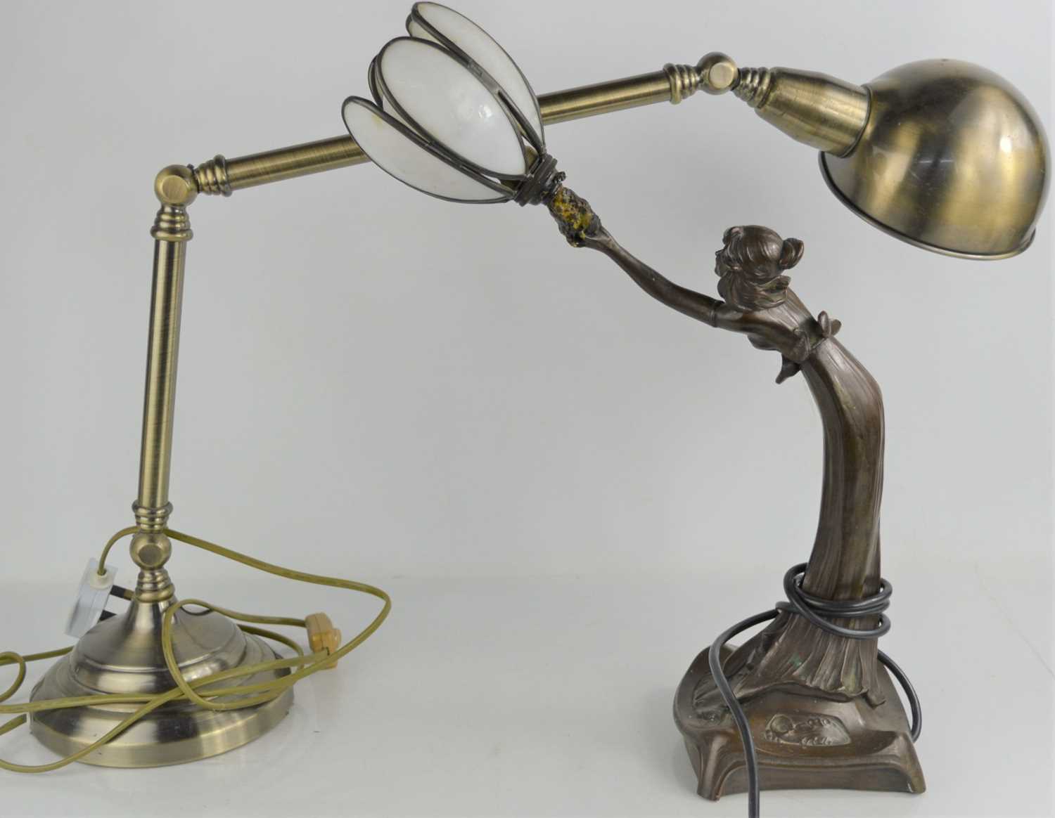 Lot 504 - A steampunk anglepoise lamp together with an...