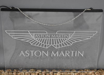 Lot 167 - A perspex etched Aston Martin sign, 29 by 40cm.