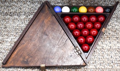 Lot 245 - An set of vintage snooker balls and triangle...