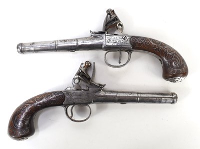 Lot 2 - A pair of flintlock boxlock pocket pistols by...