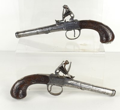 Lot 2 - A pair of flintlock boxlock pocket pistols by...
