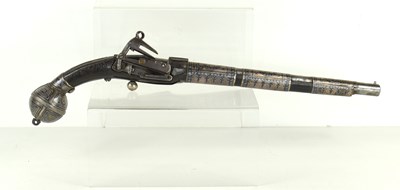 Lot 9 - A 19th century Turkish flintlock pistol, the...