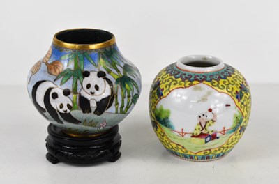 Lot 89 - A Chinese cloisonne vase depicting pandas,...