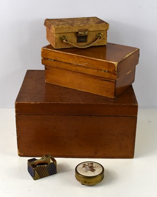 Lot 138 - Two vintage wooden boxes together with a small...